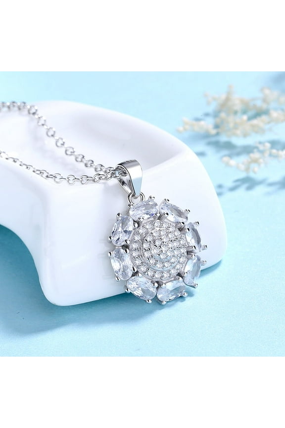 Sterling Silver Sunflower Pendant Necklace