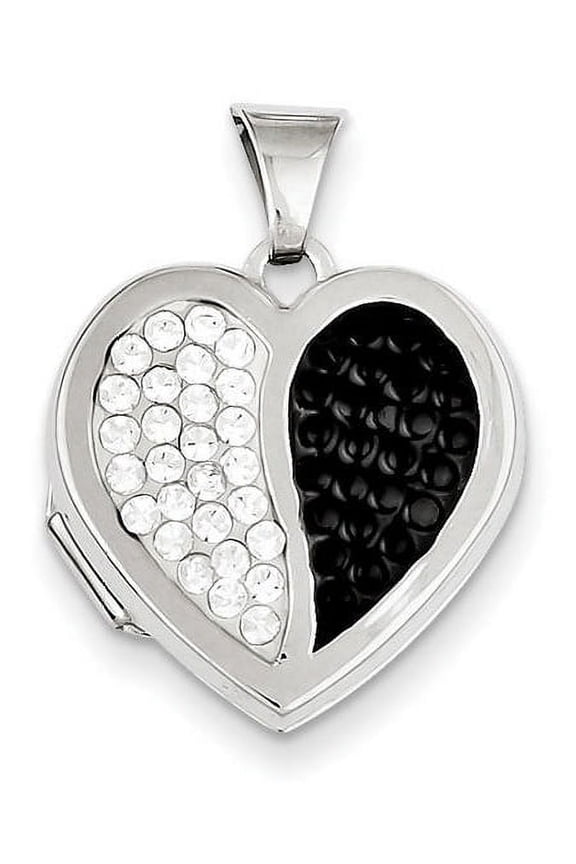 Sterling Silver Swarovski Crystal Heart Locket - 3/4 Inch X 3/4 Inch