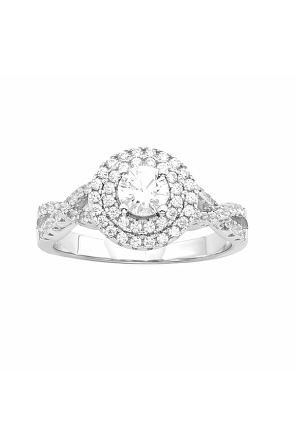 Sterling Silver Crystal Split Shank Ring
