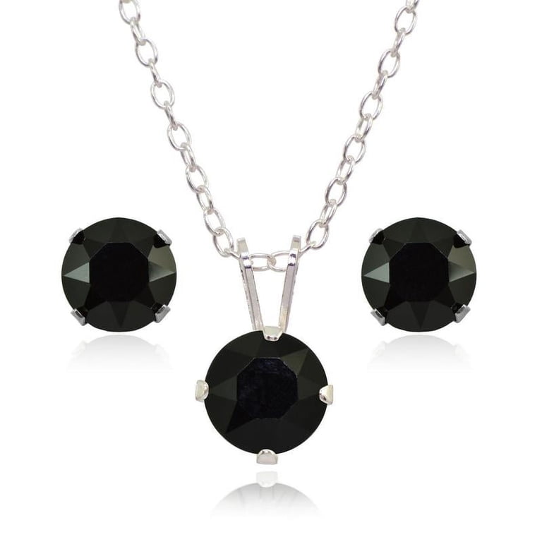 Sterling Silver Swarovski Elements 6mm Necklace & Stud  display picture 3
