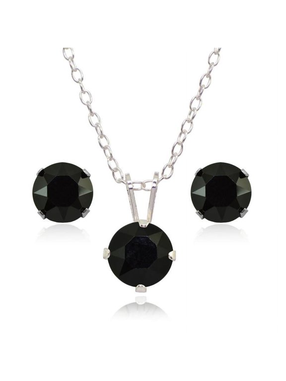 Sterling Silver Swarovski Elements 6mm Necklace & Stud Earrings Set