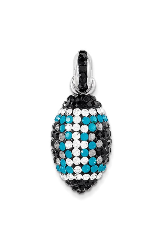 Sterling Silver Swarovski Elements Football Pendant Charm