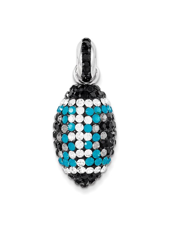 Sterling Silver Swarovski Elements Football Pendant Charm
