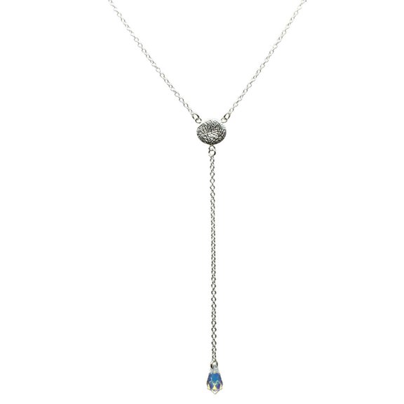 Sterling Silver Swarovski Elements Teardrop Y-Shaped Necklace 17.5"