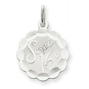 KEVIN JEWELERS Sterling Silver Sweet Sixteen Disc Charm