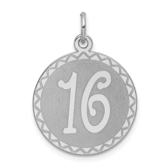 925 Sterling Silver Solid Faceted Sweet Sixteen Disc Charm 27x19mm Wide Pendant Necklace for Women