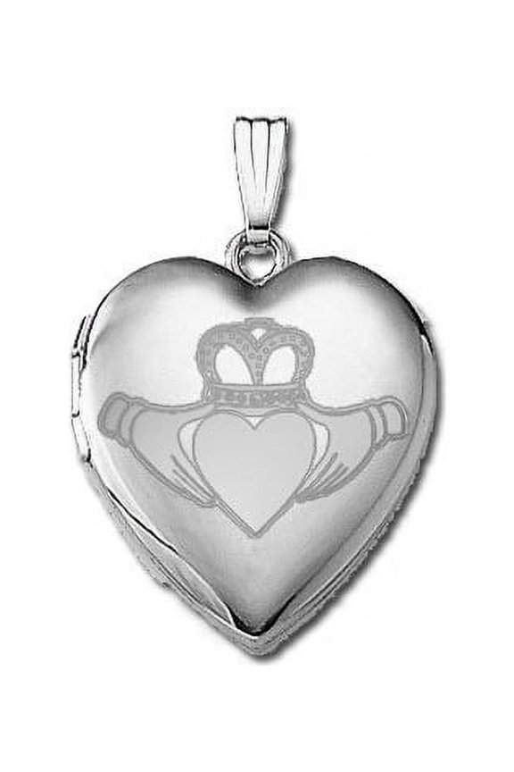 Sterling Silver "Sweetheart" Celtic Claddagh Locket - 3/4 Inch X 3/4 Inch