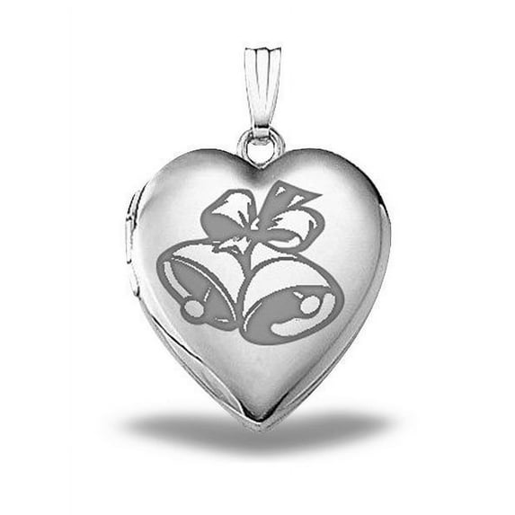 Sterling Silver "Sweetheart" Wedding Bells Heart Locket 3/4 Inch X 3/4 Inch