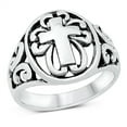 thumbnail image 1 of Sterling Silver Swirl Cross Statement Ring Size 10, 1 of 3