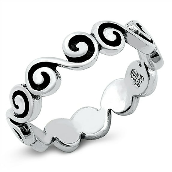 Sterling Silver Swirl Eternity Band Ring Size 8