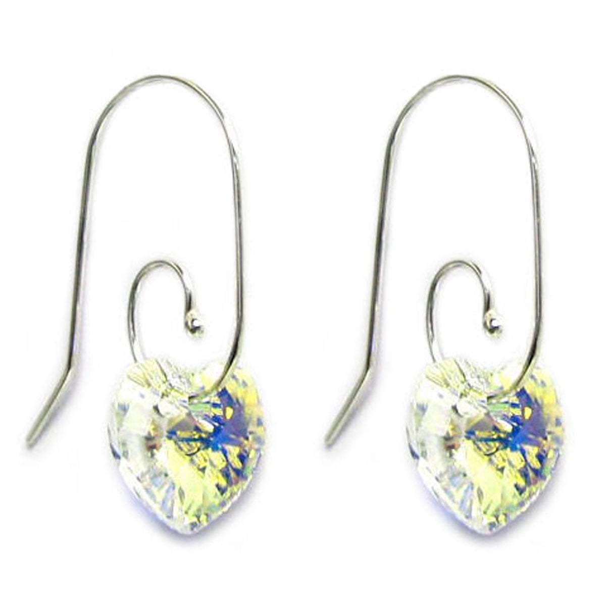Heart Earrings Aurora Borealis Swarovski Crystal Earrings Heart