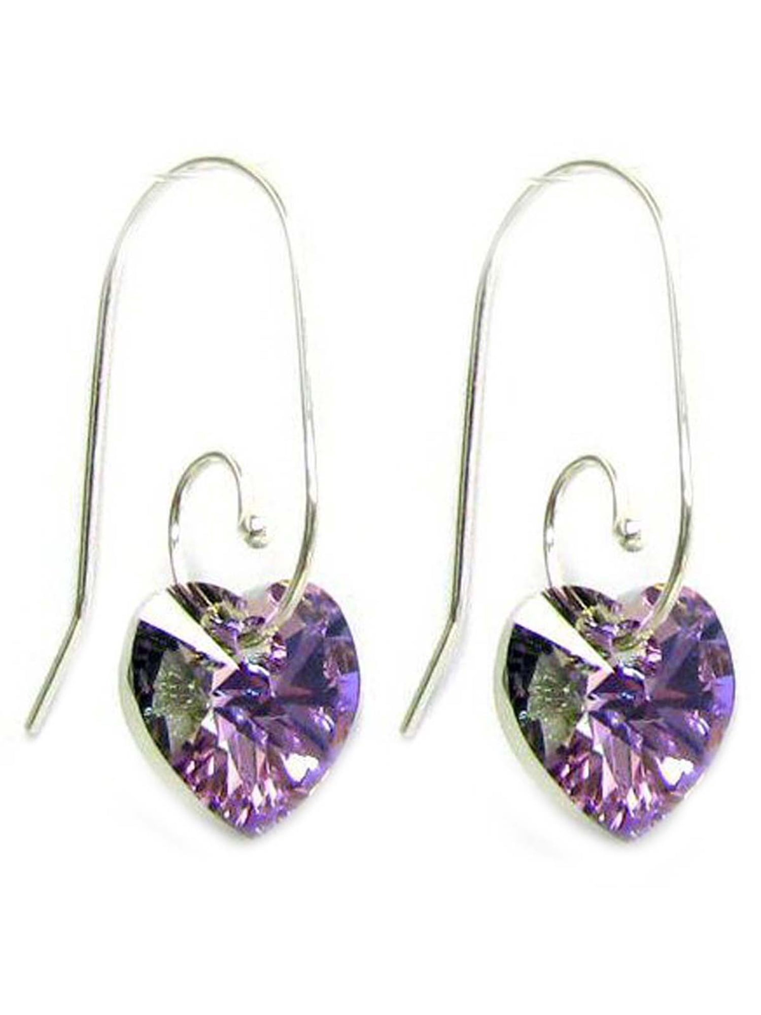 Sterling Silver Swirl Hook  Swarovski Elements Vitrail Light Heart Drop Earrings