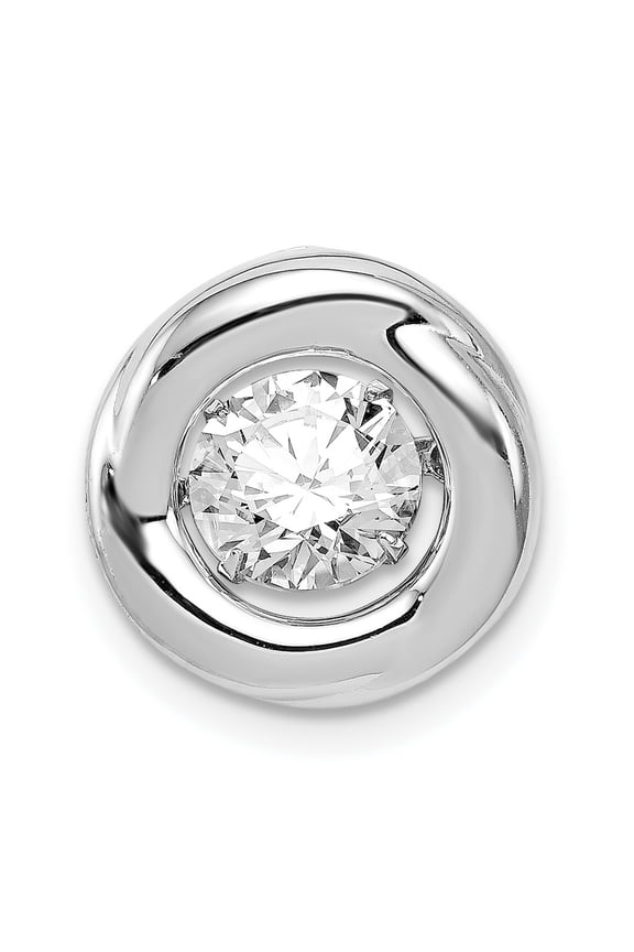 Sterling Silver Swirl Pendant Necklace for Women with Clear Cubic Zirconia, Bezel Setting, Modern Minimalist Eternity Circle Design, 18 Inch Chain, Polished Round Elegant Jewelry