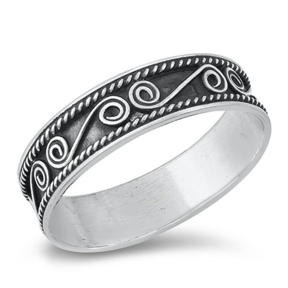 Sterling Silver Swirl Rope Bali Ring Size 8