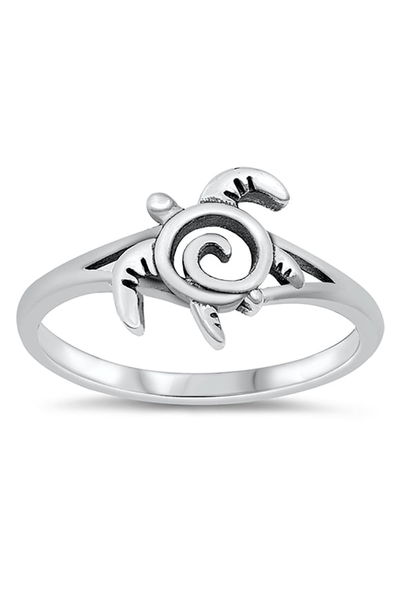 Sterling Silver Swirl Shell Turtle Ring Size 8