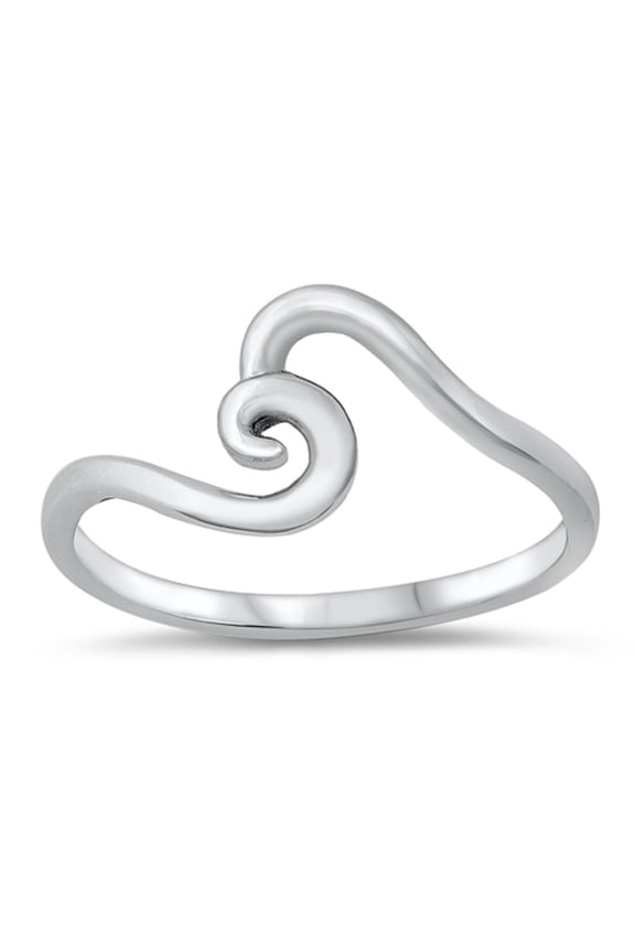 Sterling Silver Swirl Wave Ring Size 9