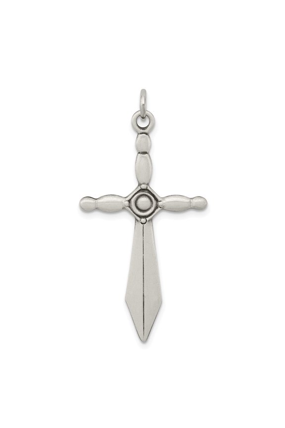 Sterling Silver Sword Cross Pendant Charm