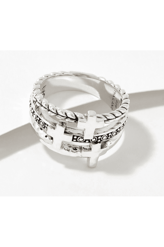 Symbols of Cross Textured Stack Ring Size 9