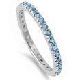 thumbnail image 1 of Sterling Silver Synthetic Blue Topaz CZ Eternity Stackable Ring Size 7, 1 of 3