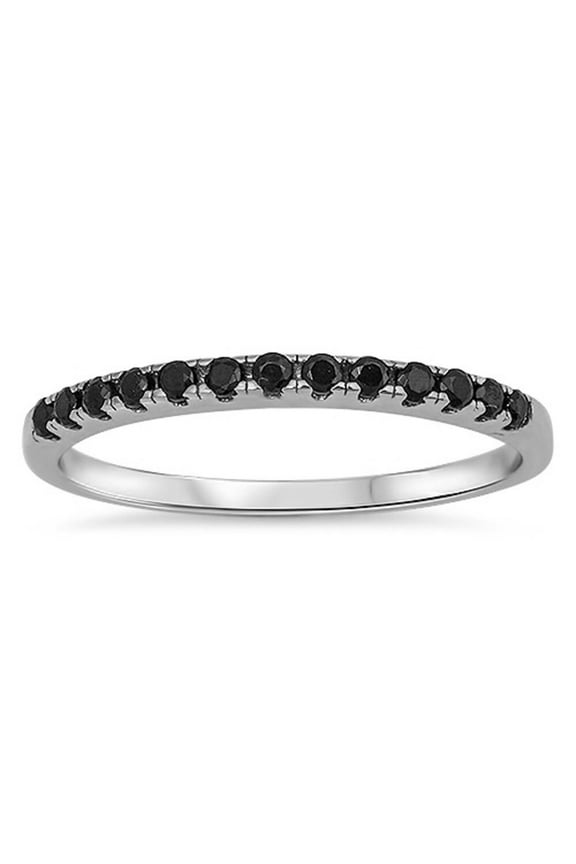 Sterling Silver Synthetic Onyx Halfway Eternity Band Ring Size 7