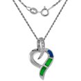 thumbnail image 1 of Sterling Silver Synthetic Opal Open Heart Necklace for Women Cubic Zirconia Accent 1 inch 18 inch ROPH_25, 1 of 2