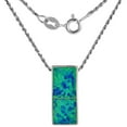 thumbnail image 1 of Sterling Silver Synthetic Opal Rectangular Necklace for Women 3/4 X 5/16 inch 18 inch ROPH_25, 1 of 2