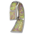 thumbnail image 1 of Sterling Silver Synthetic Pink Opal Breast Cancer Awareness Ribbon Pendant Hand Inlay 7/8 inch tall, 1 of 1