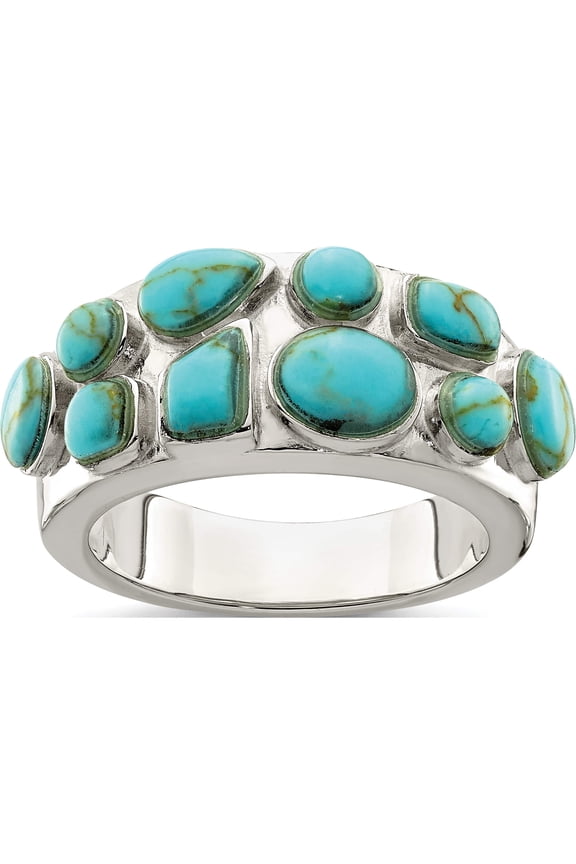 Sterling Silver Synthetic Turquoise Inlay Ring