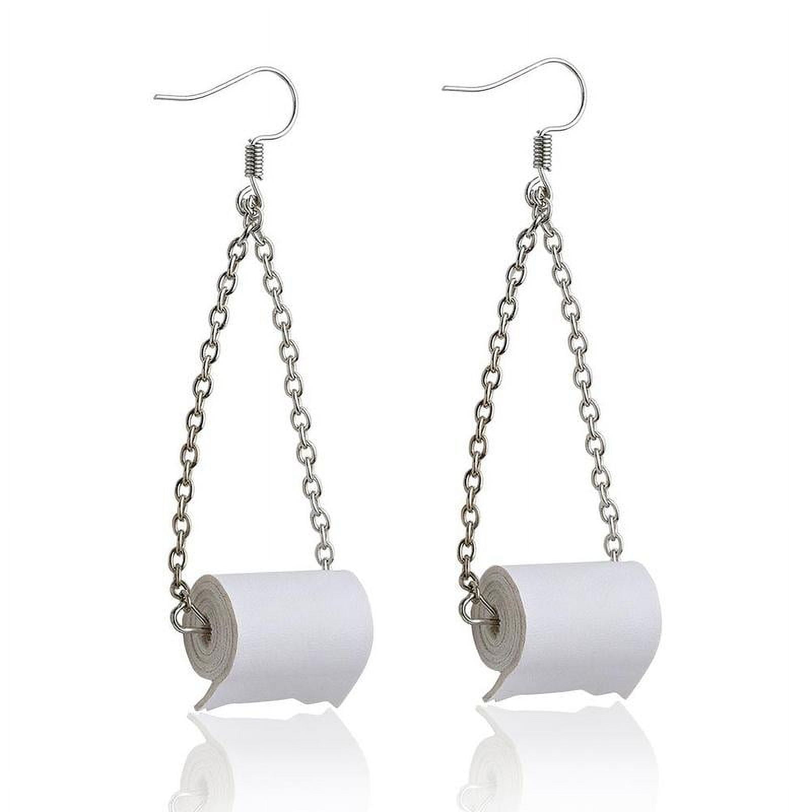 Sterling Silver TOILET PAPER Roll EARRINGS Hook Ear Polymer Wire Clay C1O3
