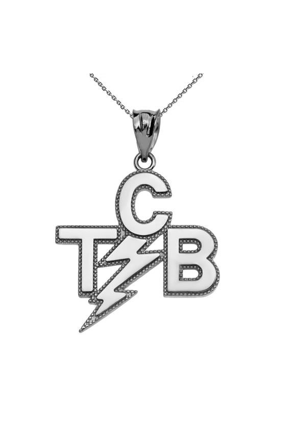 Sterling Silver Taking Care of Business In A Flash (TCB) Pendant Necklace, 18"