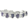 thumbnail image 1 of Sterling Silver Tanzanite Bracelet Rough Cut Bezel Set Linked Adjustable, 6.5" 7" 7.5", 1 of 3
