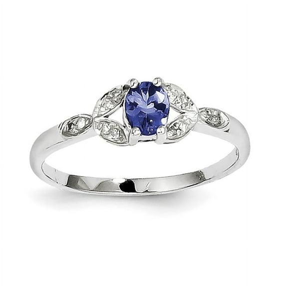 Sterling Silver Rhodium Tanzanite & Diam. Ring QDX943