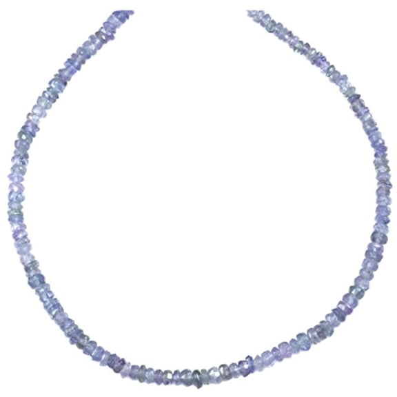 Sterling Silver Tanzanite Necklace Solid Strand Faceted Earthy Purple Lavender Color, 18"