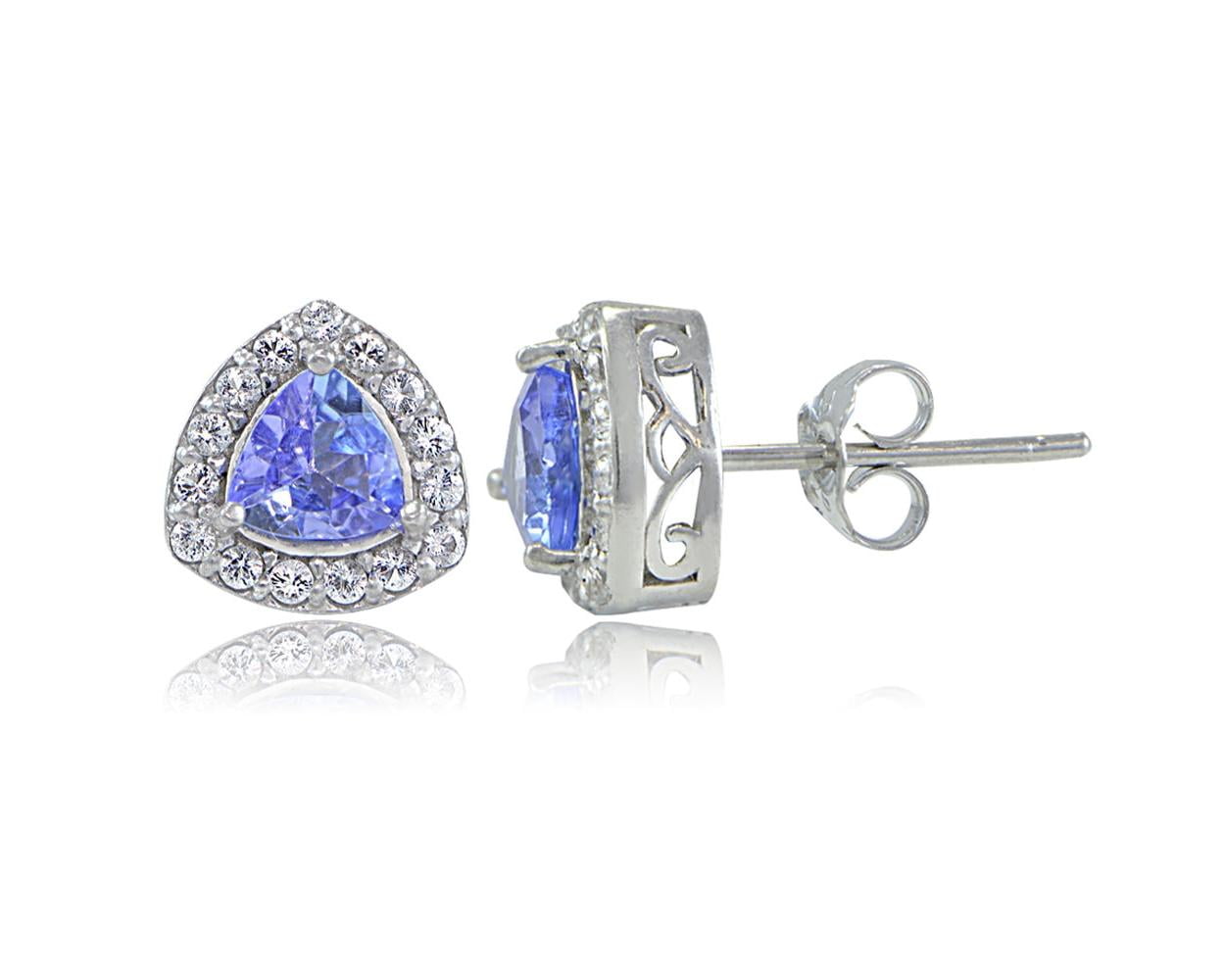 Sterling Silver Tanzanite & Topaz Trillion-Cut Stud Earrings - White