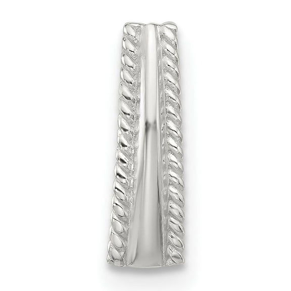 Sterling Silver Tapered Bail Pendant with Twisted Rope Design for Charms or Crosses, Polished Slide Component for Women or Unisex Necklace, Minimalist Jewelry Accessory