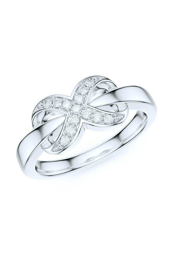 Sterling Silver Tapered Shank Simulated Round Brilliant Cut Diamonds X Shape Infinity Promise Engagement Ring For Women (8)