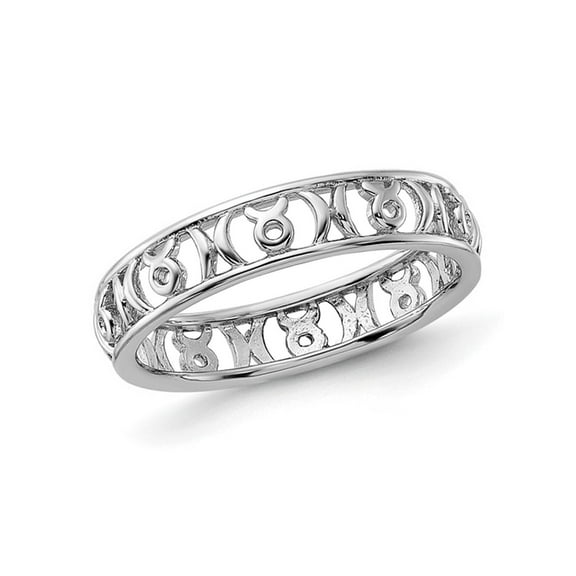 Gem & Harmony Sterling Silver Taurus Zodiac Astrology Ring Band for Women