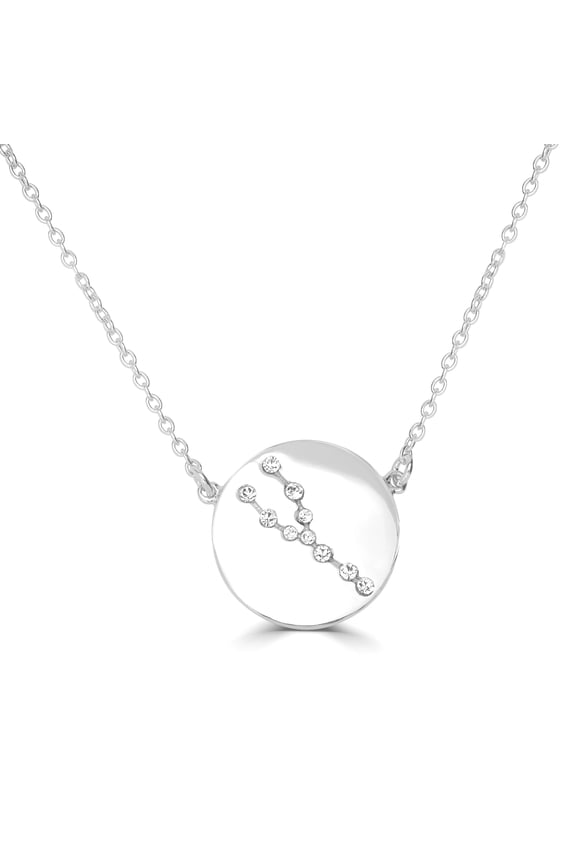Sterling Silver Taurus Zodiac Crystal Pendant Necklace, 16 Inches