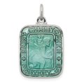 thumbnail image 1 of Sterling Silver Teal Enamel Square St. Christopher Medal Pendant Charm, 1 of 4