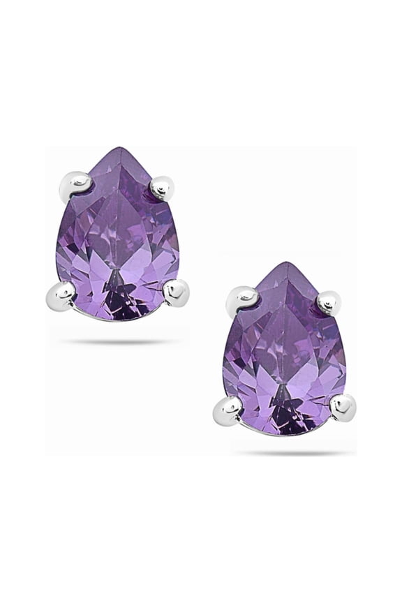 Sterling Silver Tear Drop Purple 5X7 mm CZ Stud Earring