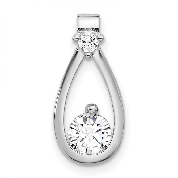 Sterling Silver Teardrop Pendant Necklace for Women with Cubic Zirconia, Modern Minimalist Fashion Jewelry, Elegant Polished Design for Formal Wear or Everyday Style