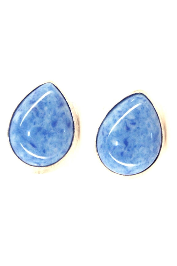 Sterling Silver Teardrop Post Earrings Genuine Gemstone, 46 mm, USA Handmade