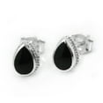 thumbnail image 1 of Sterling Silver Teardrop Stone Twist Frame Post Stud Earrings, Onyx, 1 of 1