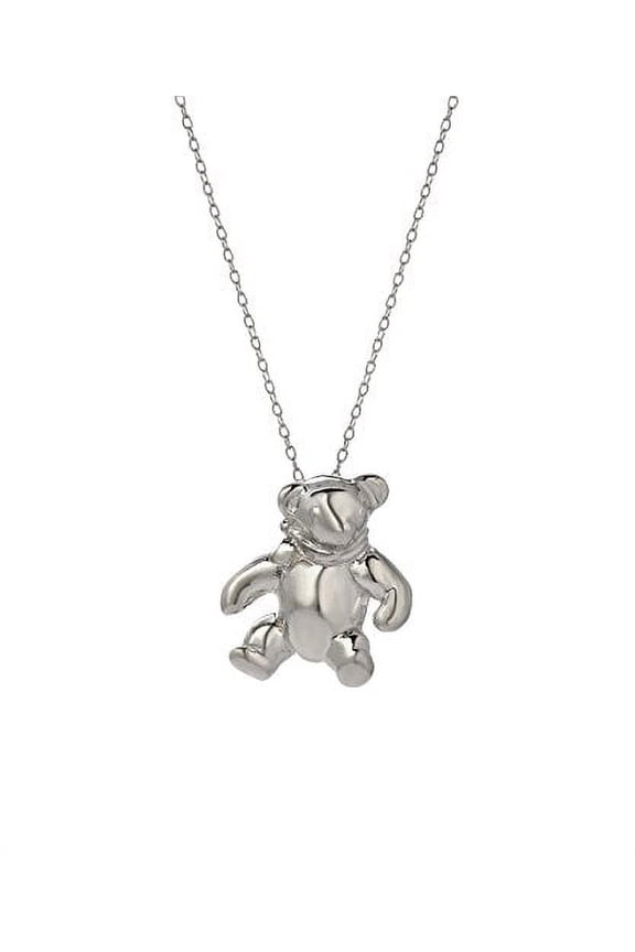 Sterling Silver Teddy Bear Pendant Necklace, 18"