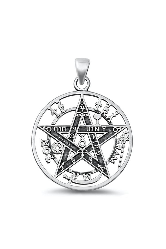 Sterling Silver Tetragrammaton Pentagram Pendant To Exist 925 Charm Jewelry Female Unisex