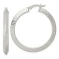 thumbnail image 1 of Sterling Silver Textured 40x4.0mm Knife Edge Greek Key Round Hoop Earrings, 1 of 3