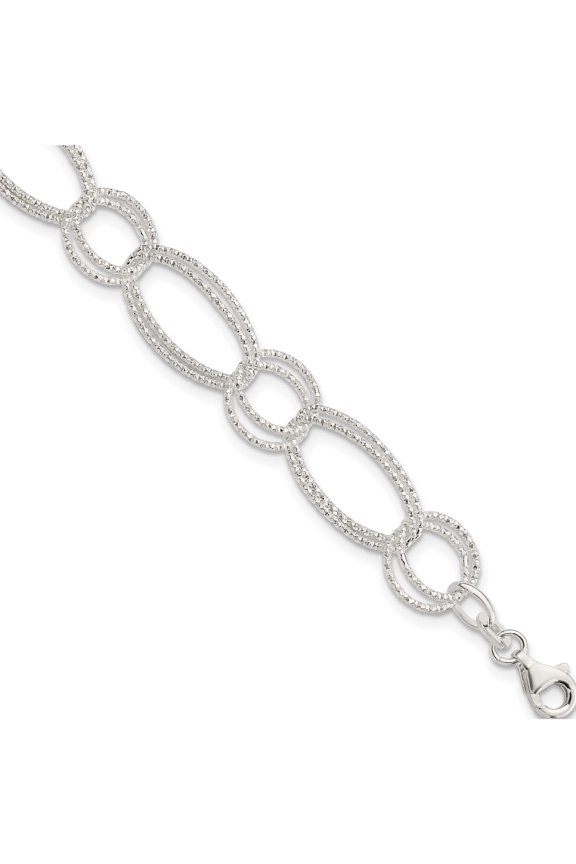 Sterling Silver Textured Double Link Bracelet