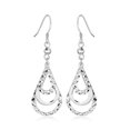 thumbnail image 1 of Sterling Silver Textured Graduated Open Teardrop Dangling Earrings, 1 of 2