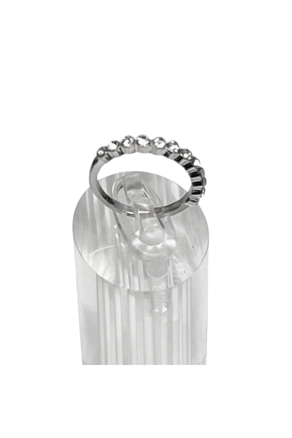 Sterling Silver Textured Half-Circle Band Ring US Size 6 Organic Faceted Design