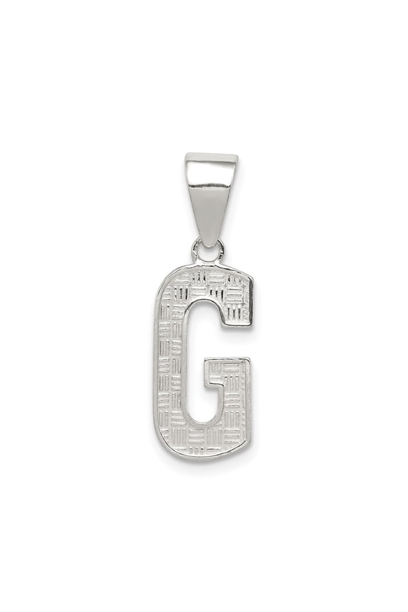 Sterling Silver Textured Letter G Pendant Necklace, Alphabet Initial Charm for Men and Women, Unisex Minimalist Identity Jewelry, Custom Monogram Accessory